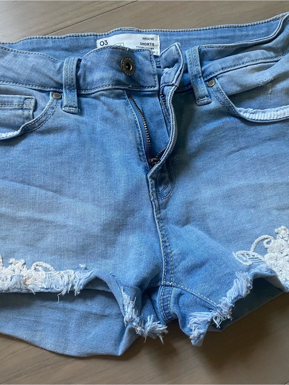 Ardene Light Blue Frayed Embroidered Denim Shorts